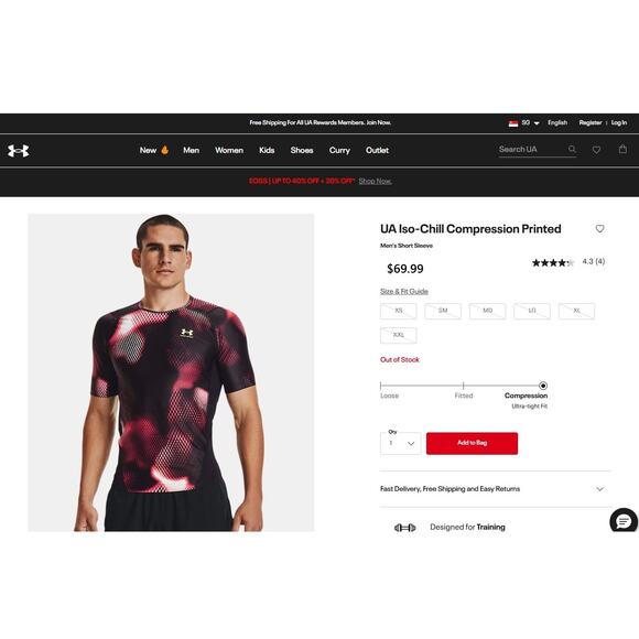 Under Armour Mens UA Iso Chill Compression Printed Long Sleeve XL - Picture 2 of 11